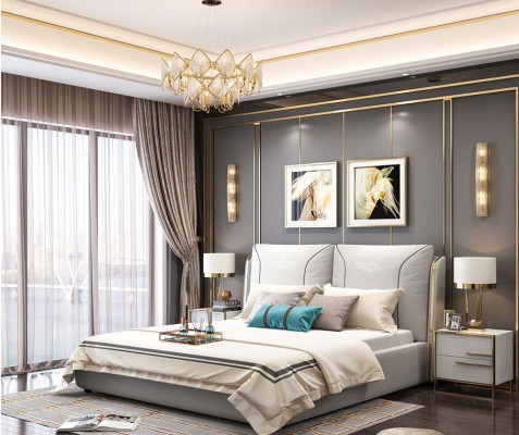 Matrimonio cama doble cama de cuero camas cama de cuero acolchado dormitorio armazón de la cama