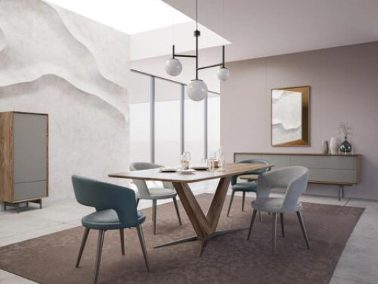 Comedor completo 8 piezas Set de sillas Nuevo Mesa aparador Diseño vitrina