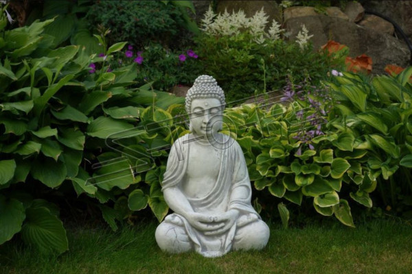 Figura de Buda escultura en imitación de piedra. Gran escultura para jardín decorativo.
