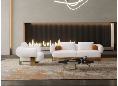 Juego de sofás completo, conjunto de sofás blanco de 1 plaza, sofá tapizado de tela.