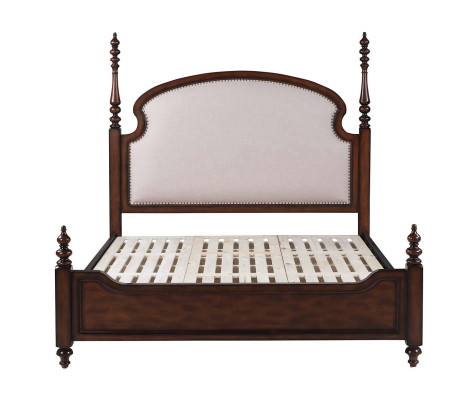 Dormitorio clásico Cama marrón Textil Camas Tapizados Doble 180x200cm Nuevo