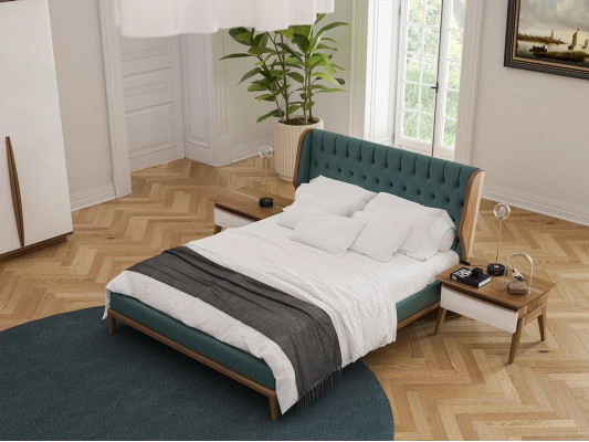 Dormitorio completo Cama 2x Mesitas de noche Moderno Armario Banco Nuevo