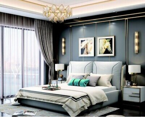 Cama de cuero Nueva Cama Cama tapizada Cama doble Cama de diseñador Cama matrimonial