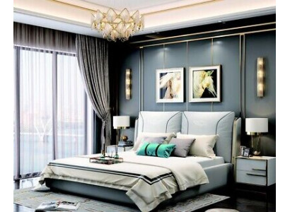 Cama de cuero Nueva Cama Cama tapizada Cama doble Cama de diseñador Cama matrimonial