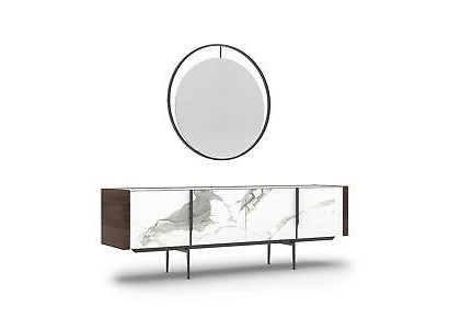 Comedor de lujo, moderno aparador con espejo diseño mobiliario nuevo.