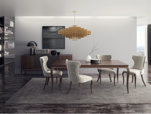 Set de comedor de lujo de 6 piezas. Nuevo. Mesa de comedor, 4 sillas, mobiliario, aparador.