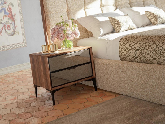 Muebles de lujo para dormitorio moderno, set de 5 piezas con cama doble y 2 mesitas de noche nuevas.