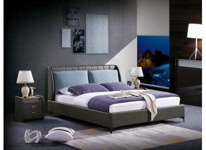 Muebles de dormitorio de lujo de 3 piezas. Juego completo con cama y 2 mesitas de noche. Diseño moderno.
