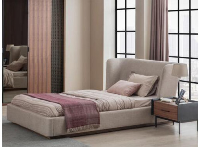 Conjunto de dormitorio de lujo con cama completa moderna y mesita de noche de madera de 2 piezas.