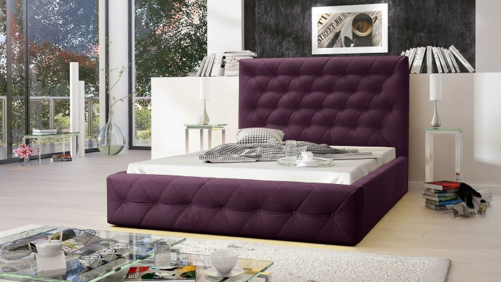 Moderna cama de diseño de madera, elegante mueble, camas dobles, nuevo dormitorio.