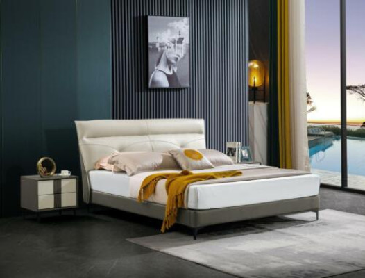 Dormitorio cama de cuero Conjunto completo de cama Mesitas de noche Conjunto de 3 piezas Hotel