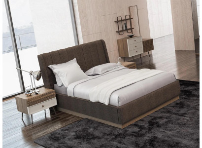 Dormitorio moderno cama doble 2x mesitas de noche de madera completo 3 piezas de lujo