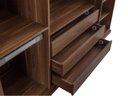Dormitorio Moderno Armario de madera Diseño Armario Puertas de cristal