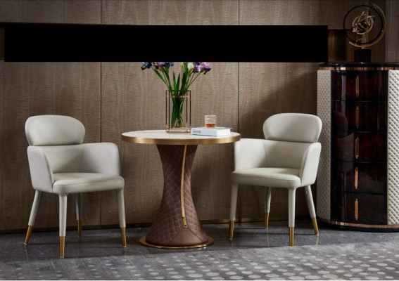 Silla de cuero blanco moderna mueble silla de diseño lujo acero inoxidable