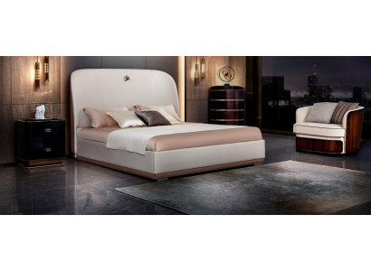 Cama de cuero beige de madera de dormitorio Cama de cuero Diseño moderno Muebles de lujo