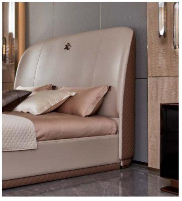 Cama 2x Mesita de noche Cuero Madera Dormitorio Cama de cuero Diseño moderno Muebles