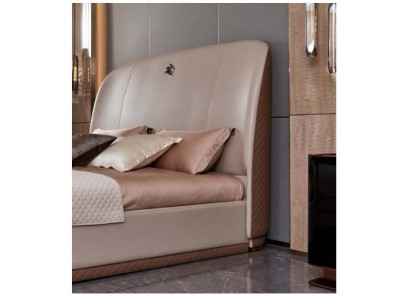 Cama 2x Mesita de noche Cuero Madera Dormitorio Cama de cuero Diseño moderno Muebles