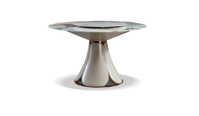 Mesa de comedor de cuero y piedra, mesas de madera de lujo de diseño moderno.