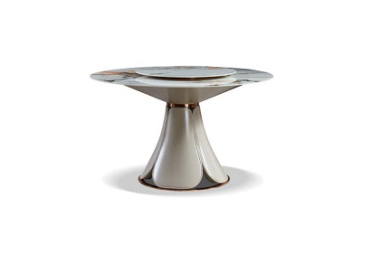 Mesa de comedor de cuero y piedra, mesas de madera de lujo de diseño moderno.