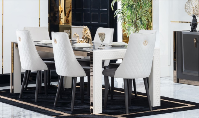 Tapizado Textil Tela Conjunto de comedor Sofá Set Completo Diseño Sillón 6 Sillas