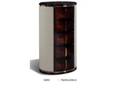 Cómoda alta de lujo marrón de diseño moderno mueble de madera para salón.