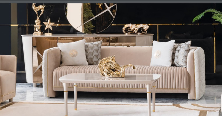 Sofá de lujo de tres plazas asiento Sofás Sala de estar Muebles 3 plazas Diseño italiano