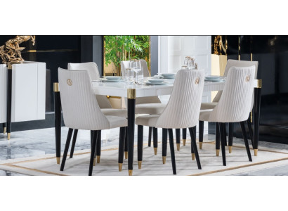 Grupo de comedores de madera, mesa, conjunto completo de 7 piezas, mesa de comedor y 6 sillas, conjunto de comedor.