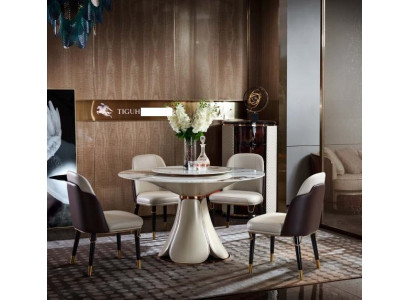 Juego de sillas 4x Sillas de cuero blanco de lujo Nuevo diseño creativo para comedor