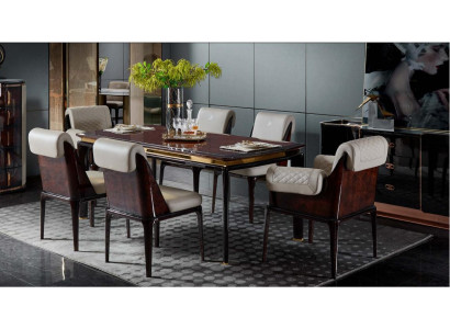 Mesa de comedor marrón, mesas de diseñador, muebles de diseño moderno, comedor de lujo.