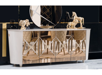 Cómoda de estilo italiano Cómodas Doradas Aparadores de Madera Maciza Muebles Cómodas