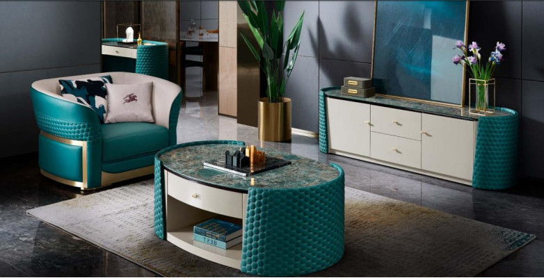 Aparador Armario RTV, cómoda baja turquesa, muebles de salón, nuevos.