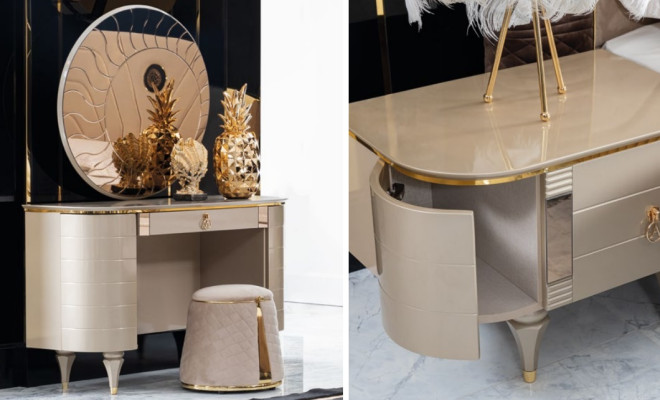 Consola Mesa tocador Tocador Taburete Nuevo 2 piezas Mesas tocador