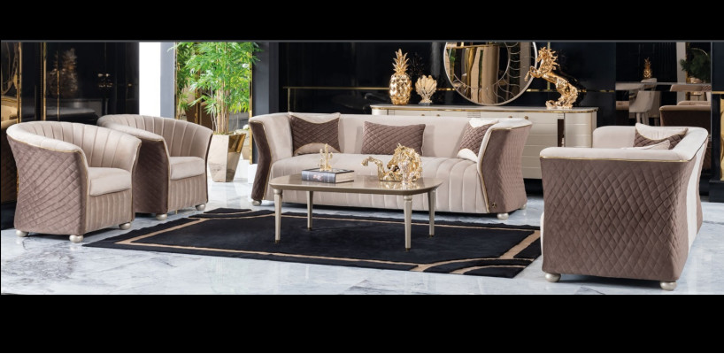 Moderno juego de sofás elegantes de lujo 3+3+1+1 asientos Sofás de diseño Muebles tapizados Sofás