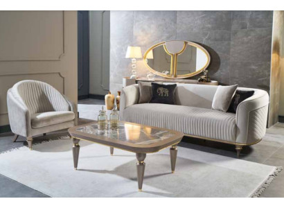 Conjunto de sofás de 3+1 plazas en estilo italiano. Sofás de diseñador tapizados nuevos.