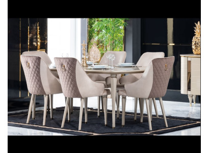 Cocina comedor sillas 6x silla conjunto de sillas madera muebles textil tela