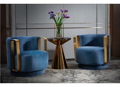 Sillón Azul Lujo Tela Tejido Sala de Estar Nuevo Diseño Moderno Creativo