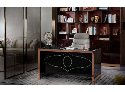 Armario de oficina de madera marrón. Estudio marrón. Muebles de diseño moderno de lujo.