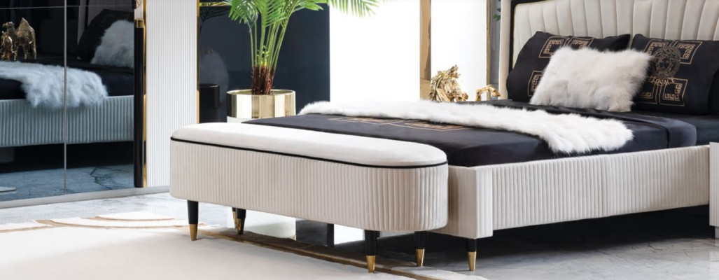 Taburete Acolchado Asiento Diseño Textil Relax Lujo Reposapiés Sofá Banqueta Tela