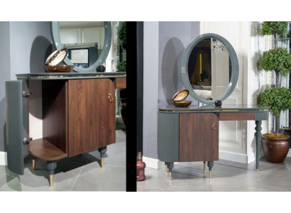 Diseños de muebles de dormitorio de 2 piezas para tocador de maquillaje, mesa de tocador, espejo.