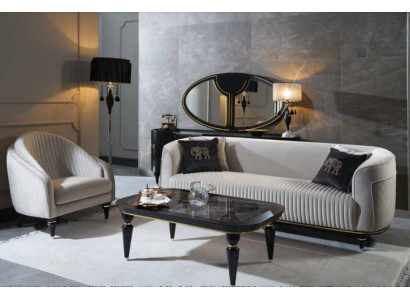 Conjunto de sofás 3+1 plazas, sofá de tela en diseño gris-negro, muebles de sofá de 2 piezas.