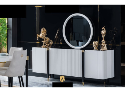 Cómoda espejo cómodas consola muebles estilo italiano juego de conjunto 2 piezas.