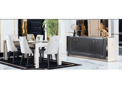Juego de comedor Mesa 6 sillas Cómoda Espejo Estilo italiano Grupo Nuevo
