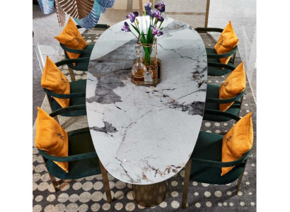 Mesa de comedor de mármol y acero inoxidable, nuevo mobiliario de diseño moderno creativo de lujo.