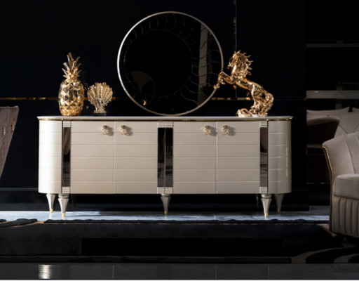 Mueble de lujo Cómoda Armario Estante Consola Muebles Armario de madera Espejo Cómoda Armario