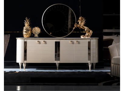 Mueble de lujo Cómoda Armario Estante Consola Muebles Armario de madera Espejo Cómoda Armario