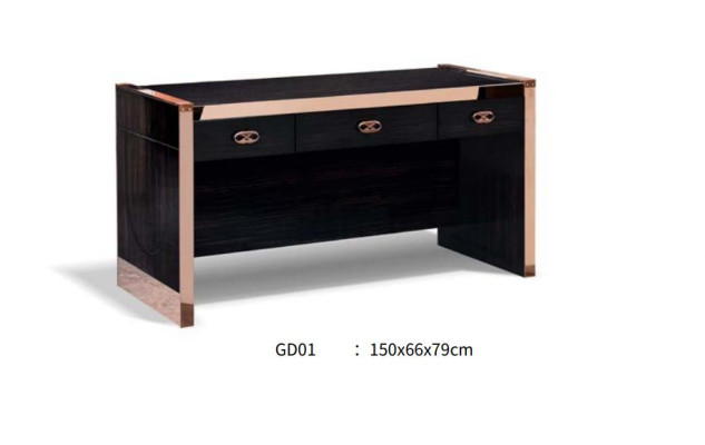 Mesa Silla Estudio Escritorio Negro Oficina Mobiliario Lujo 2 piezas.