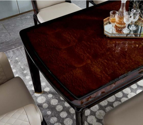 Mesa de comedor marrón, mesas de diseñador, muebles de diseño moderno, comedor de lujo.