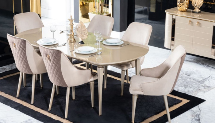 Cocina comedor sillas 6x silla conjunto de sillas madera muebles textil tela