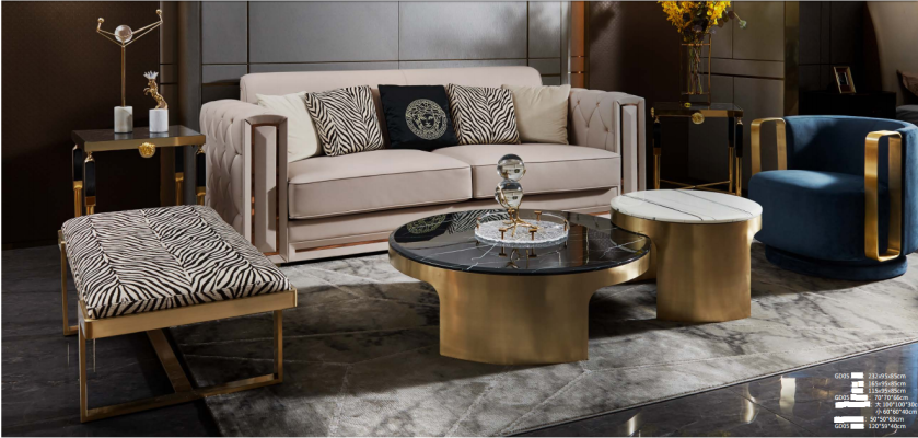 Sillón Azul Lujo Tela Tejido Sala de Estar Nuevo Diseño Moderno Creativo