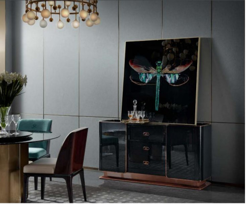 Conjunto de sillas de comedor azul claro Conjunto de 4 sillas con respaldo moderno de diseño de lujo